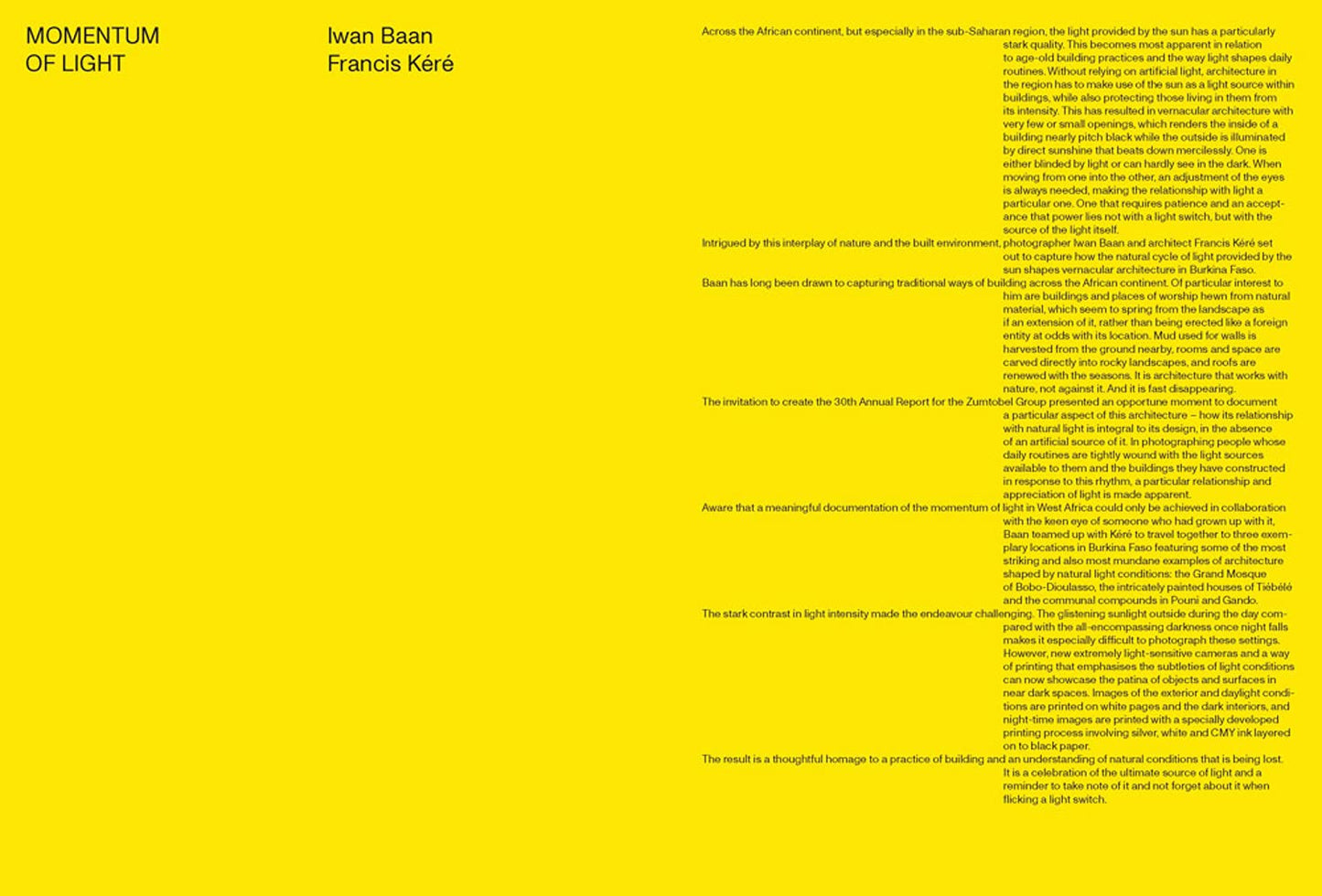 Francis Kéré & Iwan Baan: Momentum of Light