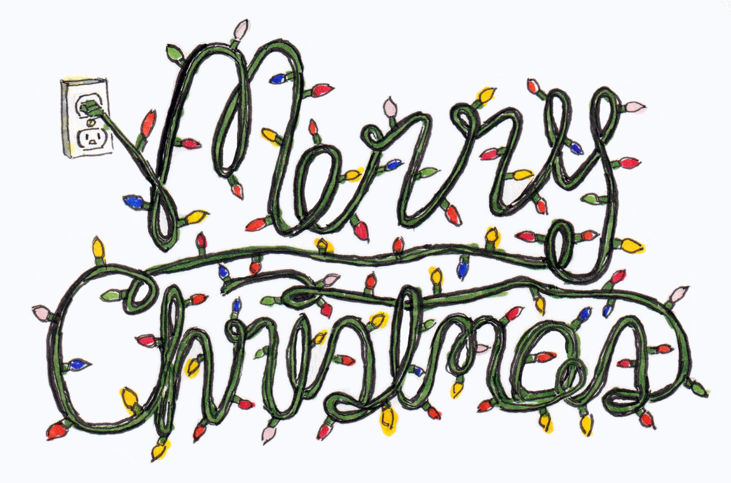 Merry Christmas (lights) - Greeting Card