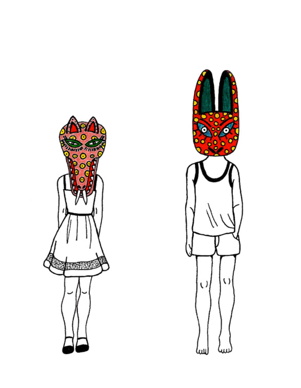Carlos Baldizon Martini : "Mask Pair" Print