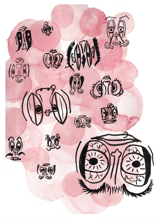 "Pink Faces" Greeting Card